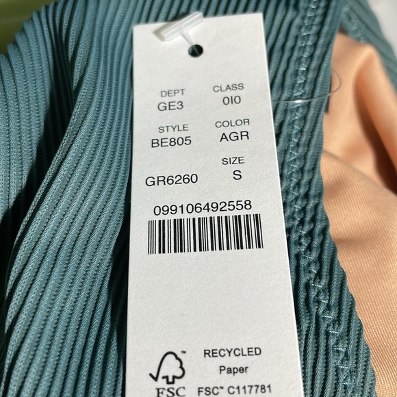 J Crew Ribbed Curved Waist Cheeky String Bikini Swim Bottom Green S (4-6) NWT - Picture 5 of 6